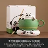 Tasse et soucoupe de café Panda Tea à ventre rond [Pack simple] Envoyer une cuillère