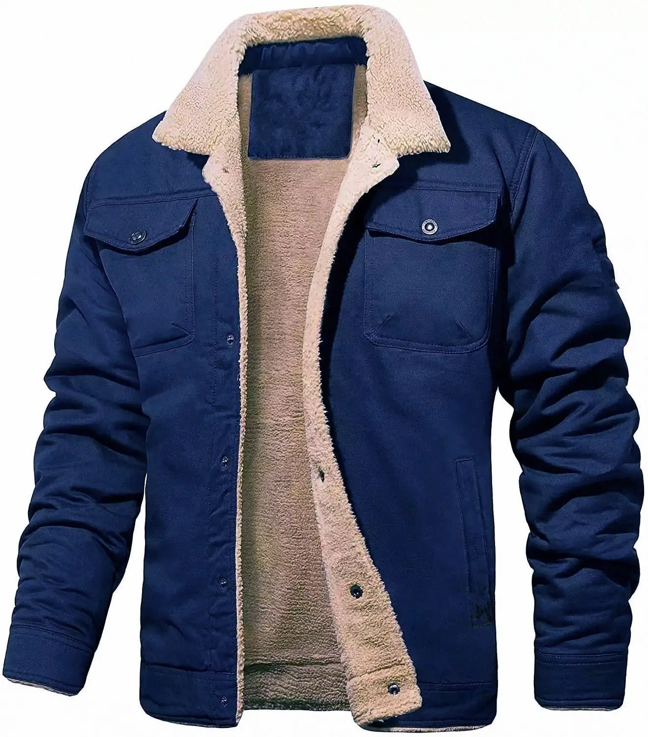 2024 Man's Cotton Cargo Casual Fleece Thicken Jackets New Winter Warm Man Jacket_voghion.com