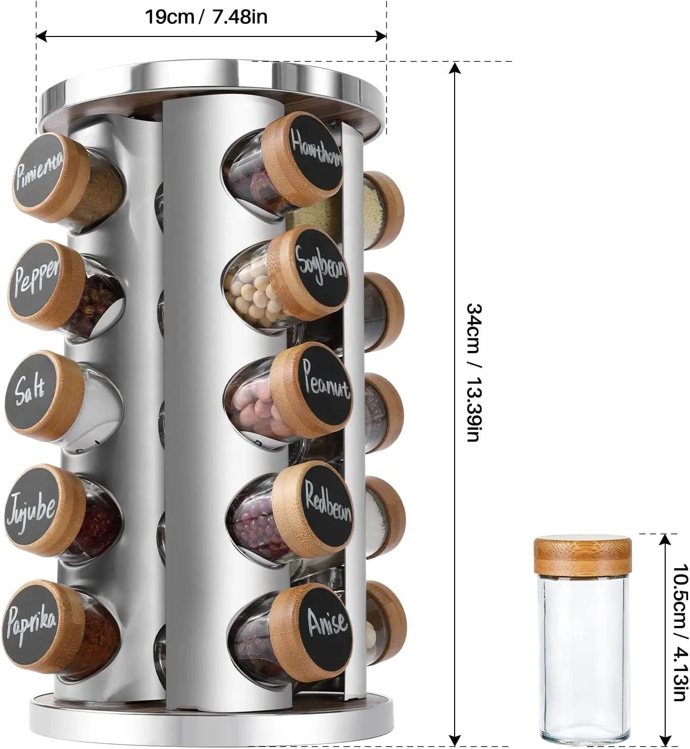 Alibaba.com: 360° rotating bamboo spice rack with 20 jars, kitchen ...