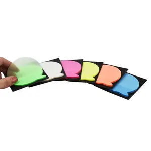 S3031 Transparent PET Material Magnetic Office School Memo Pad Waterproof Dialogue Bubble Neon Notepad for Gift Self-Adhesive