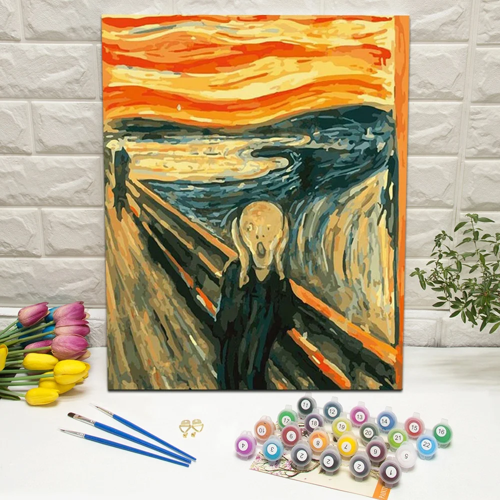 Paint by Numbers Kit for Adults FRAMED Canvas the Scream by Edvard Munch 