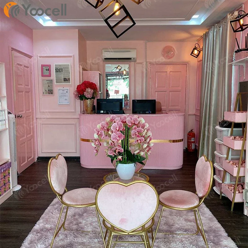 Yoocell Modern Front Desk Reception Spa Nail Salon Reception Desk pink Office Furniture Reception Desk