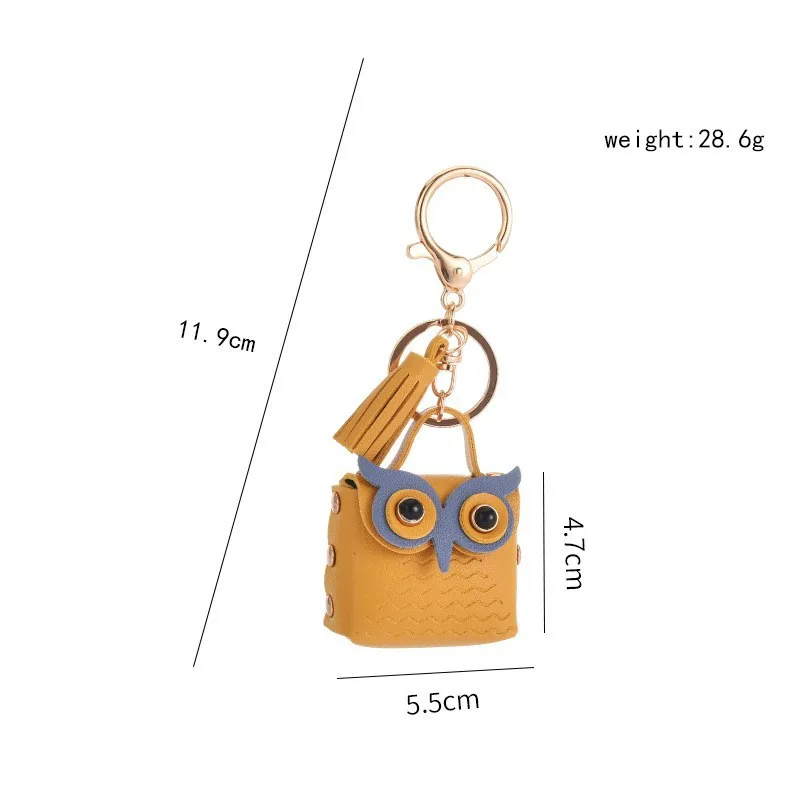 Creative Leather Owl Zero Wallet Keychain Trend Car Bag Couple Keychain Small Pendant Wholesale