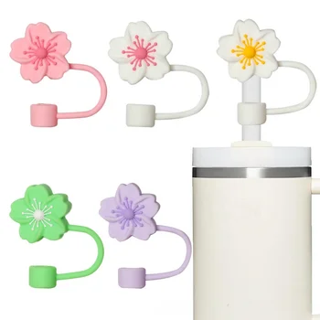 2024 Hot 10mm 04in Flower Silicone Straw Covers Cap Straw Toppers Compatible With 30&40 Oz Tumbler