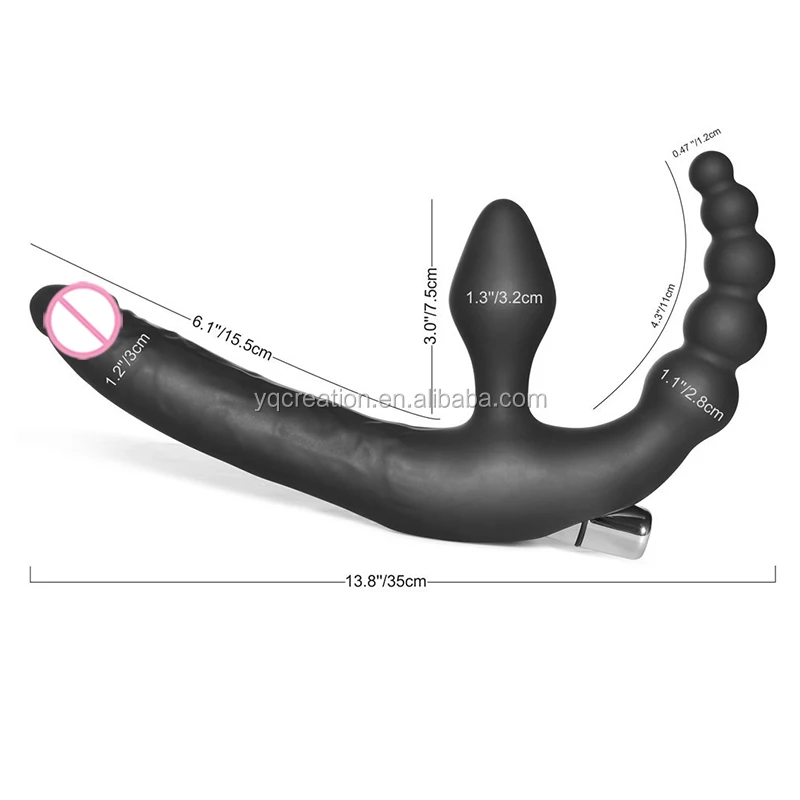 Lesbian Waterproof Adult Vibrating Bullet Butt Plug Massager Anal Plugs Three Heads Dildo Massager Strapless Strap Sex Toy G Spo