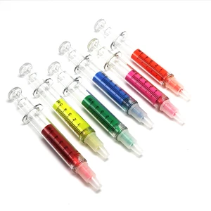 Multi Color Novelty Plastic Injection Highlighter Pen Wholesale Syringe Pen