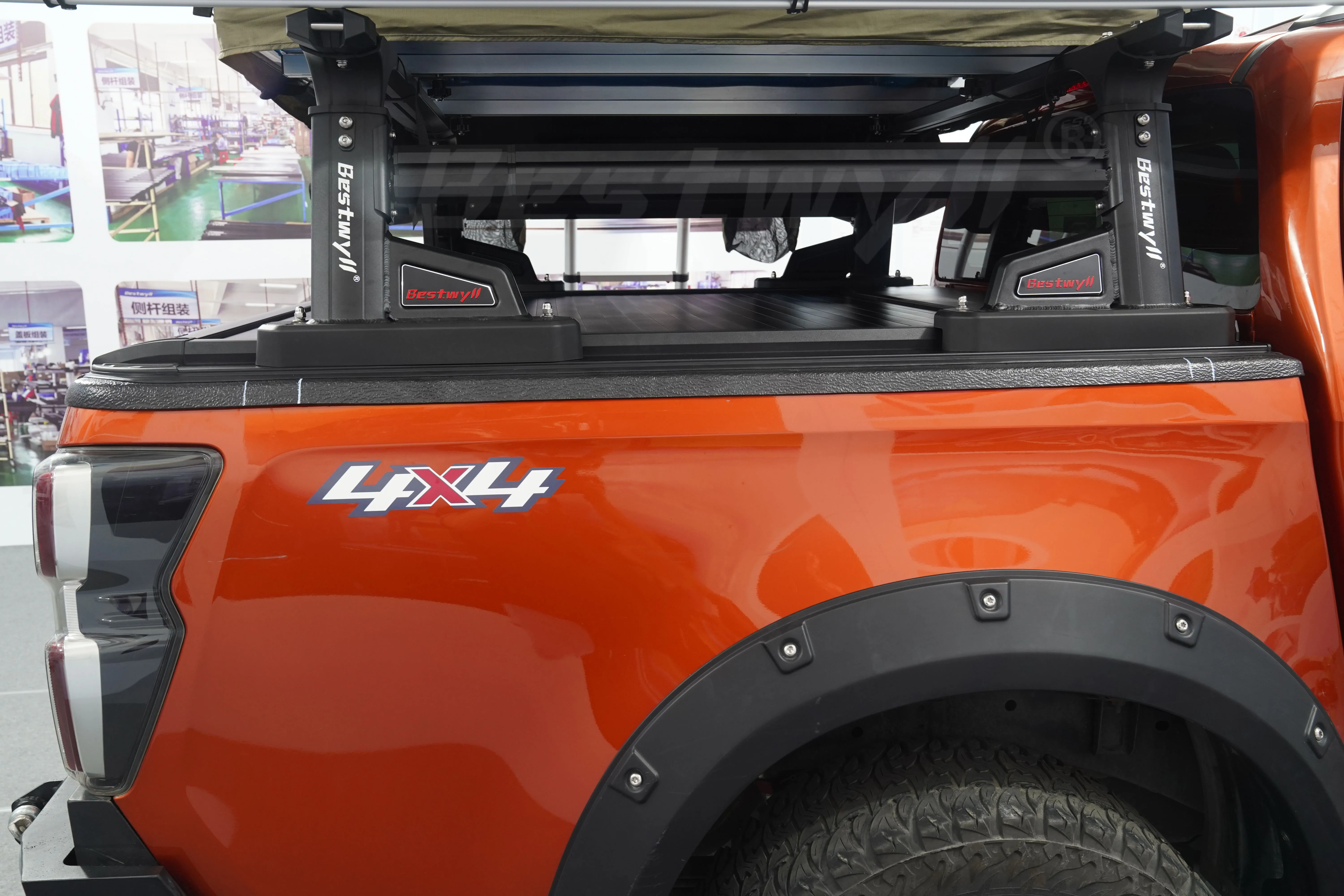 BESTWYLL Car Accessories Heavy Duty Pick up Universal Tub Rack Truck Bed Ladder Racks for Pickups Truck Bed Rack for Isuzu Dmax