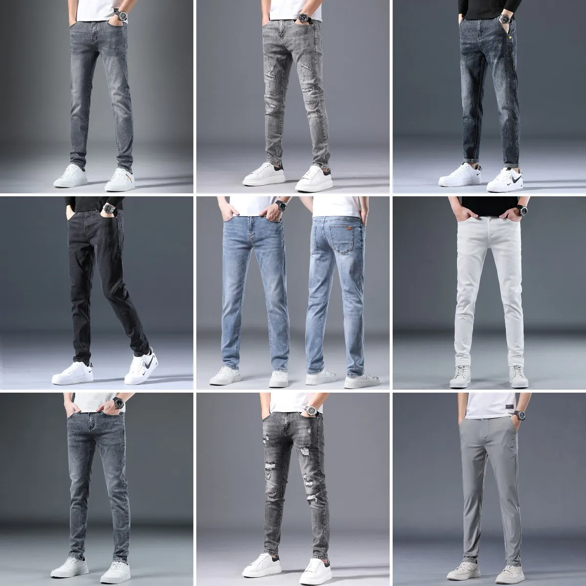 2023 Spring And Summer Thin Jeans Men's Hot Drilling Slim Leg Pants ...