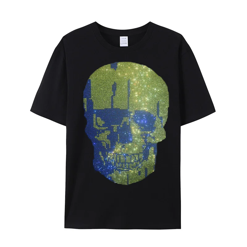 Free sample Fashion Crystal Skull Rhinestone Pattern Sparkle Rhinestone Heat Transfer Designs