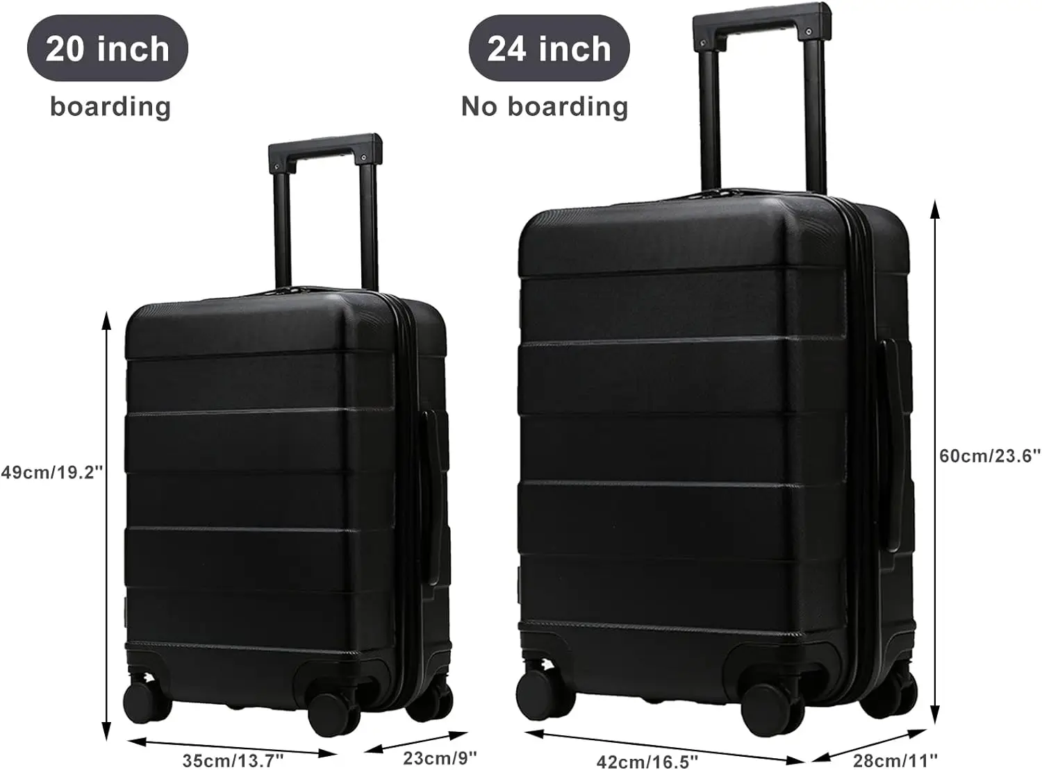 Set Valigia Morbida Nera Infinity Luggage Con 8 Ruote E Lucchetto TSA - Bagaglio Leggero