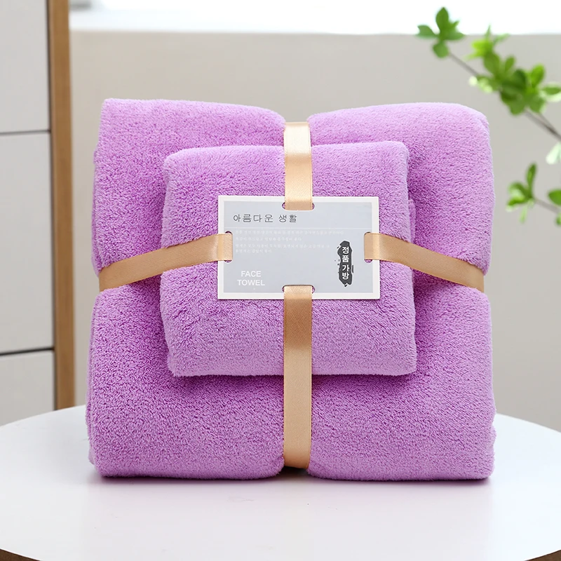 Coral Velvet Large Size Microfiber Bath Towel Set Lint Free Bath Towel