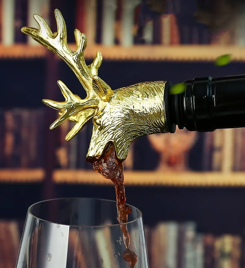 Gift Ideas Bar Accessories Wine Aerator Pourer Spout Bottle Pourers For Alcohol Deer Head Wine