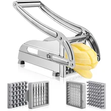 French Fry Cutter with 2 Blades Stainless Steel Potato Slicer Cutter Chopper Potato Cutter Machine French Fries