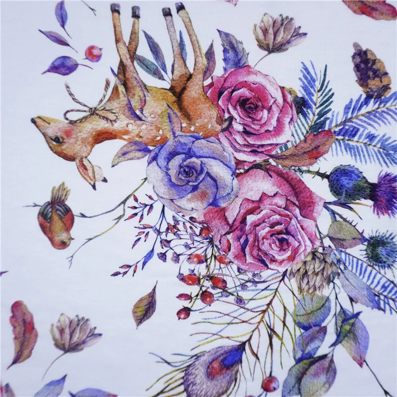 Мягкая на ощупь пользовательская цифровая печать 95 бамбук 5 спандекс бамбуковое волокно