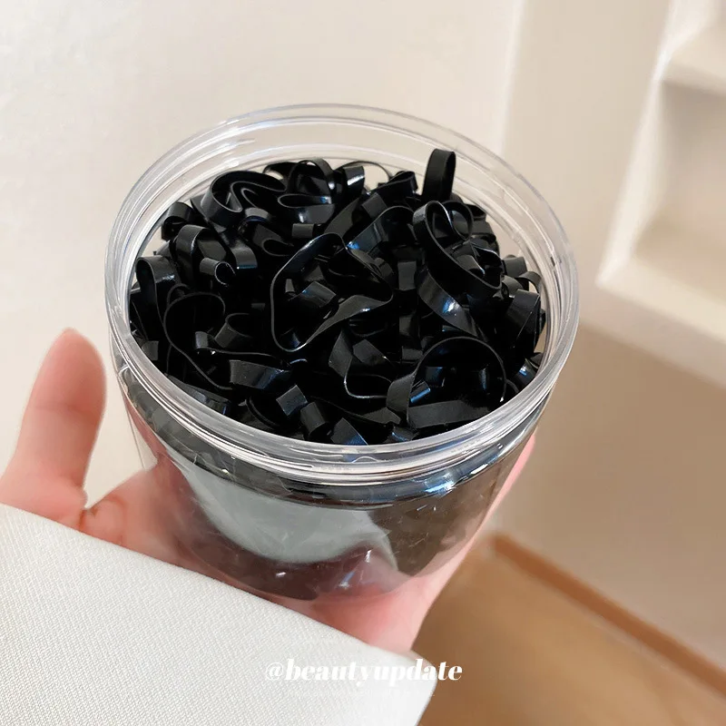 Одноразовая резинка для волос в коробке с резиновой лентой интернет-знаменитостей плотное черное маленькое кольцо Эластичные аксессуары оптовая продажа