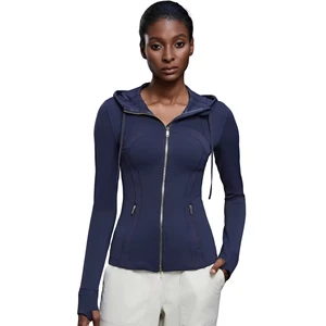 Women's Hooded Sports Jacket Slim Fit Metal Zipper Pocket Customized logo Large Size Winter Outdoor Fitness Yoga Jacket