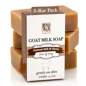 Custom Handmade Deep Cleansing Goat's Milk Honey Oat Soap Whitening Bath and Face Soap with Shea Butter and Olive Oil Wholesale