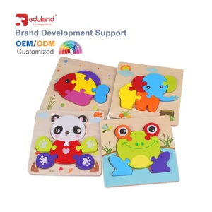 High Quality Educational DIY Toy 3D Animal Shapes Wooden Jigsaw Puzzle for Kids Natural Wooden Animal Puzzle