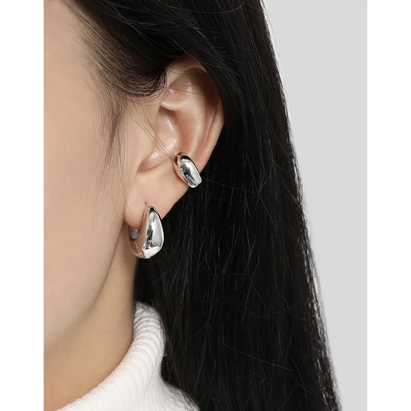 Chunky Thick Small Hoop Earring 18K Yellow Gold in S925 Sterling Silver Thick Huggie Hoop Earrings