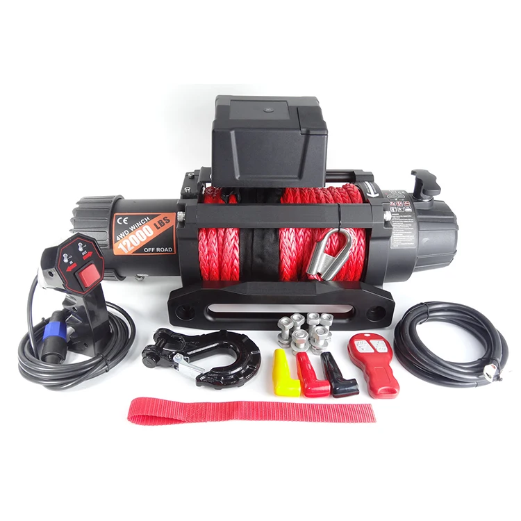 13000lbs 12v Recovery Electric Winch 4x4 For Car With Synthetic Rope ...