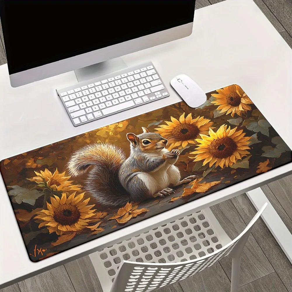Squirrel in Sunflowers Beautiful Stylish PC Gaming Mouse Pads Gamer Mats Teclado Ergonom aperçu 4