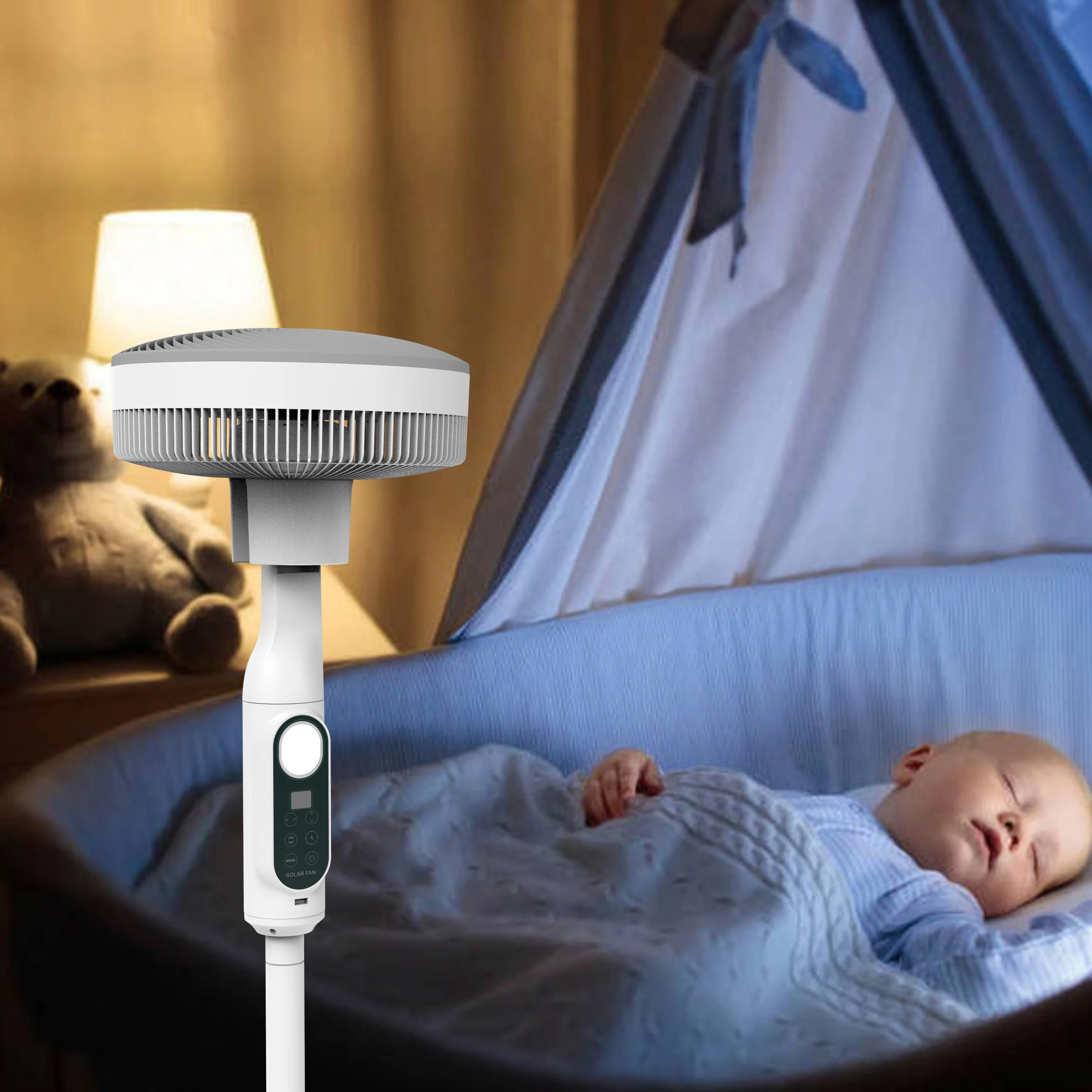 Power Dream Factory Price High Quality Large Electric Rechargeable Solar Floor Standing Fan