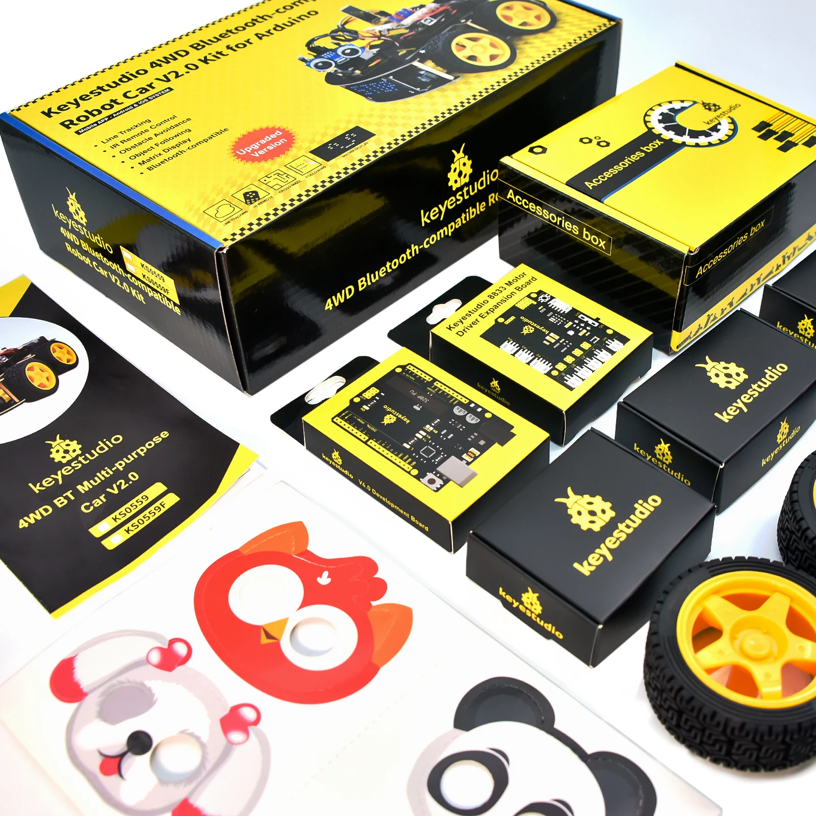 Arduino用 4WD ロボットカーキット V2.0-線追跡・超音波機能付き