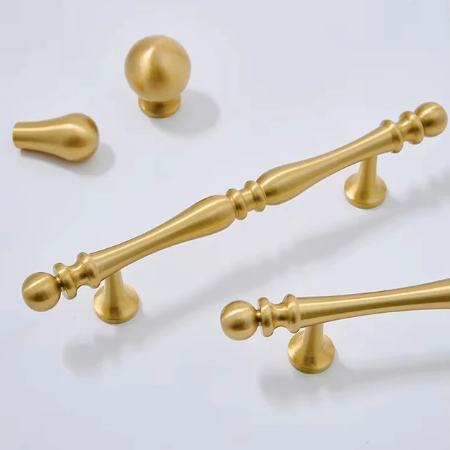 SANTAYA Brass Handle Round Kitchen Cabinet Drawer Single Hole Knob Solid Wardrobe Door Handle Gold Furniture Hardware