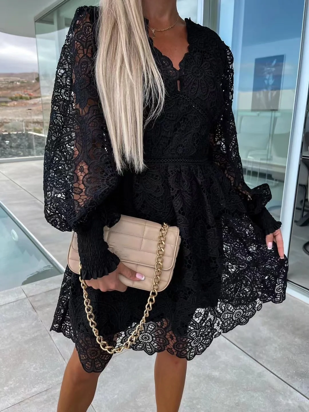 Beach Style Holiday Dress - Bohemia Long Sleeve Shirt Dress