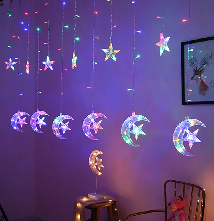 3.5m Solar String Light 138led Star Moon Curtain String Light ...