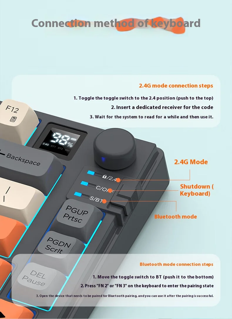 XUNFOX K920 Wireless Bluetooth Dual-mode Mechanical Keyboard & Mouse ...