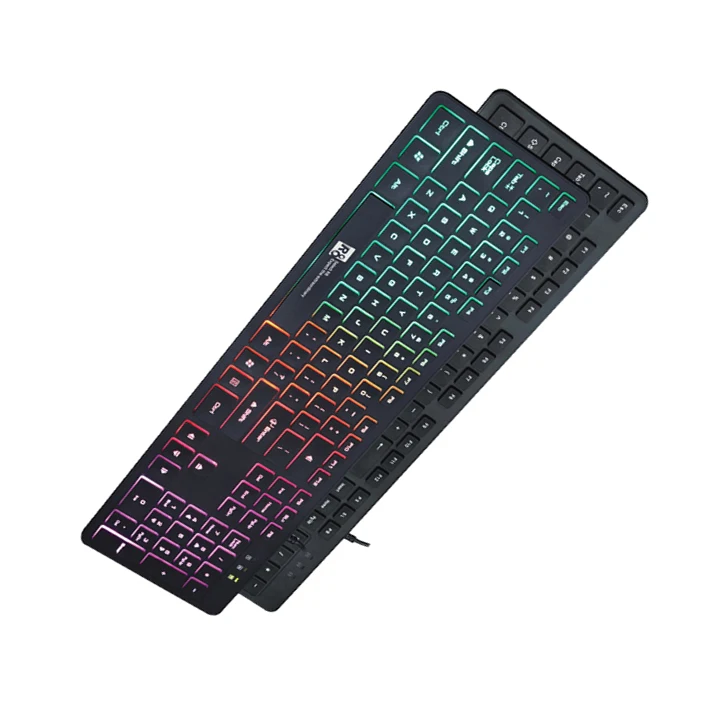 Soft Quadrate Keys Backlit Rainbow USB Wired Keyboard