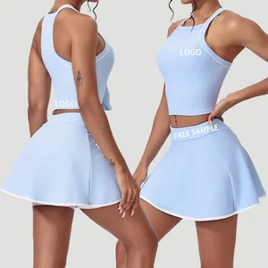 Threaded Nude Yoga Set Color-blocking Back-fitting Tight-fitting Yoga Dress Women's Tennis Dress Sports and Fitness Set