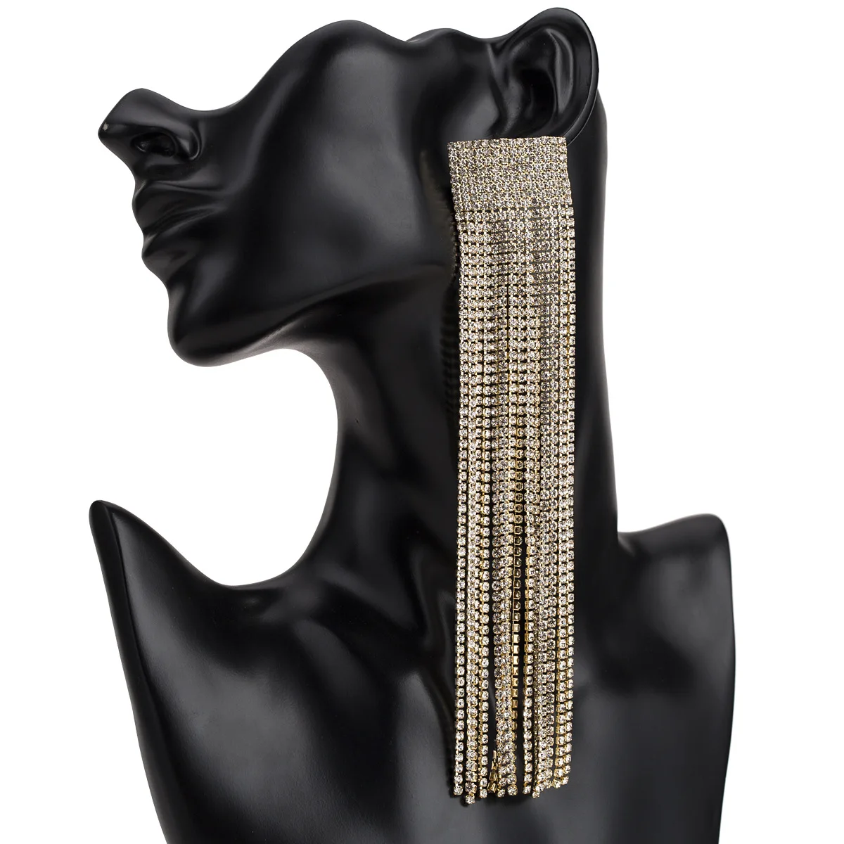 Fashion Long Tassel Drop Earrings for Women Crystal Rhinestone Big Hanging Dangle Earrings Bride Wedding Jewelry