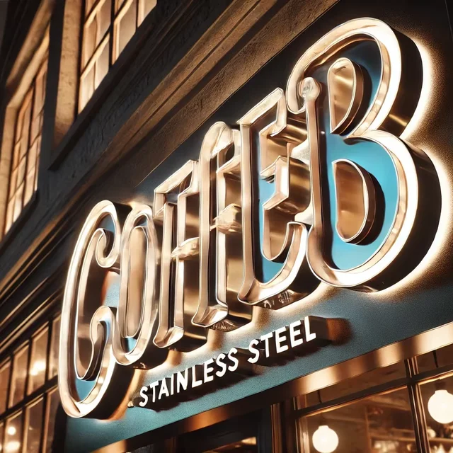 Acrylic and stainless steel material coffee shop signage