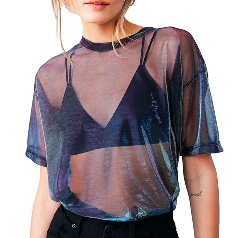 Laser Mesh Short Sleeve T Shirt Sexy Transparent Shirt Women Top Buy T Shirt Women Sexy Mesh Top Sexy T Shirt Product On Alibaba Com
