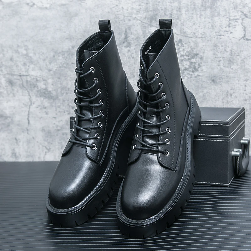 High Ankle Gentlemen Footwear Wedding Groom Shoes Comfortable Black Lace up  Boots for Men