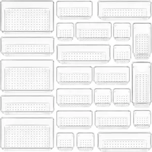 Transparent Plastic Drawer Divider Storage Box Set Multifunctional Household Classification Tray for Living Room Dressing Table