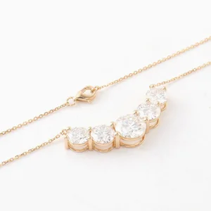 Custom Lab Grown Moissanite Necklace 10K 14K 18K Gold Personalized Jewelry Women Adjustable Chain