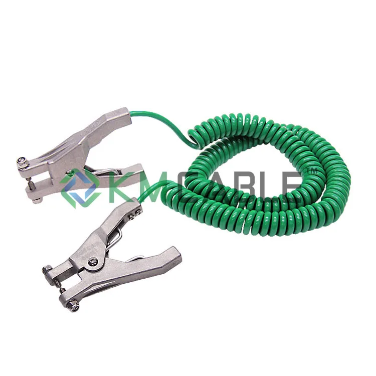 Earth Connection Clamp With Spiral Power Cable Spring Cable Electrical Wires Static Grounding Clamps