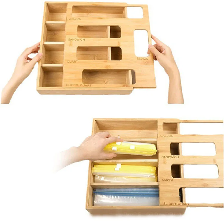 Best Drawer Organizer Kitchen Bamboo Ziplock Bag Organizer With Wrap