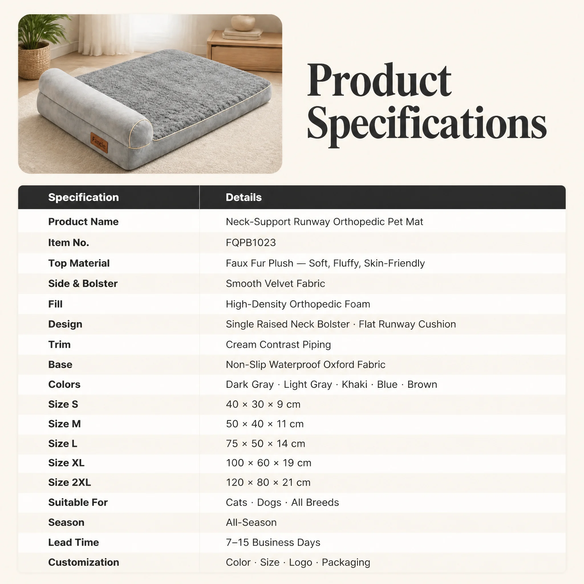 Neck Support Dog Mat Raised Bolster — Product details 3