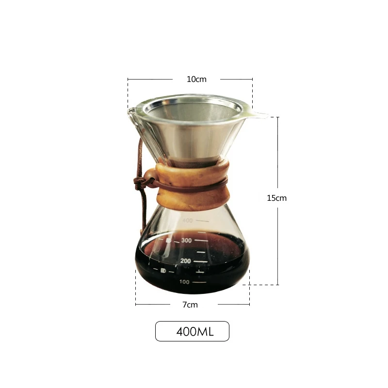 Hot Sale 400ml/ 600ml Glass Pour Over Coffee Maker Pot Camping Coffee Pot  for Hand-Brew Coffee - China Glassware and Glass Pitcher price