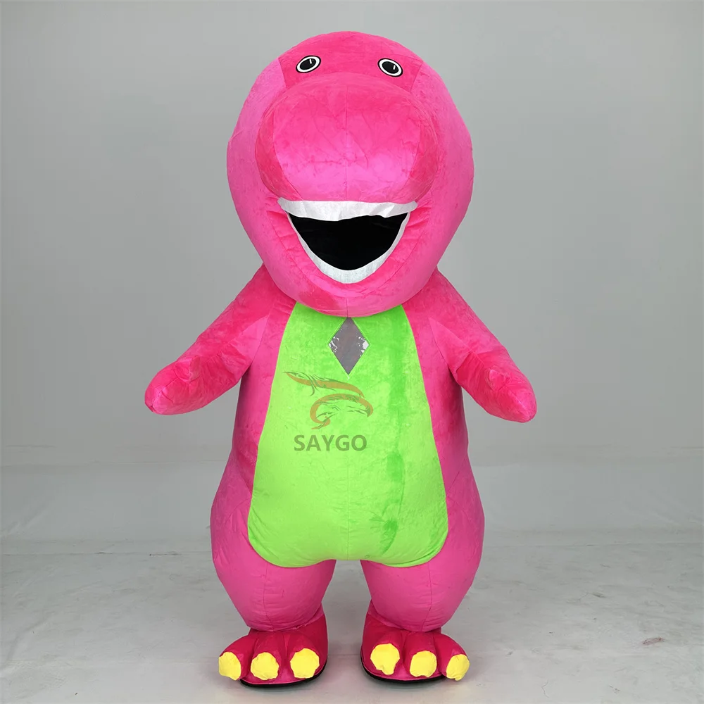 Barney 2m 2.6m Inflatable Cartoon Mascot Costume Moving Cosplay Suit Adults Advertising Inflatable Purple Dinosaur