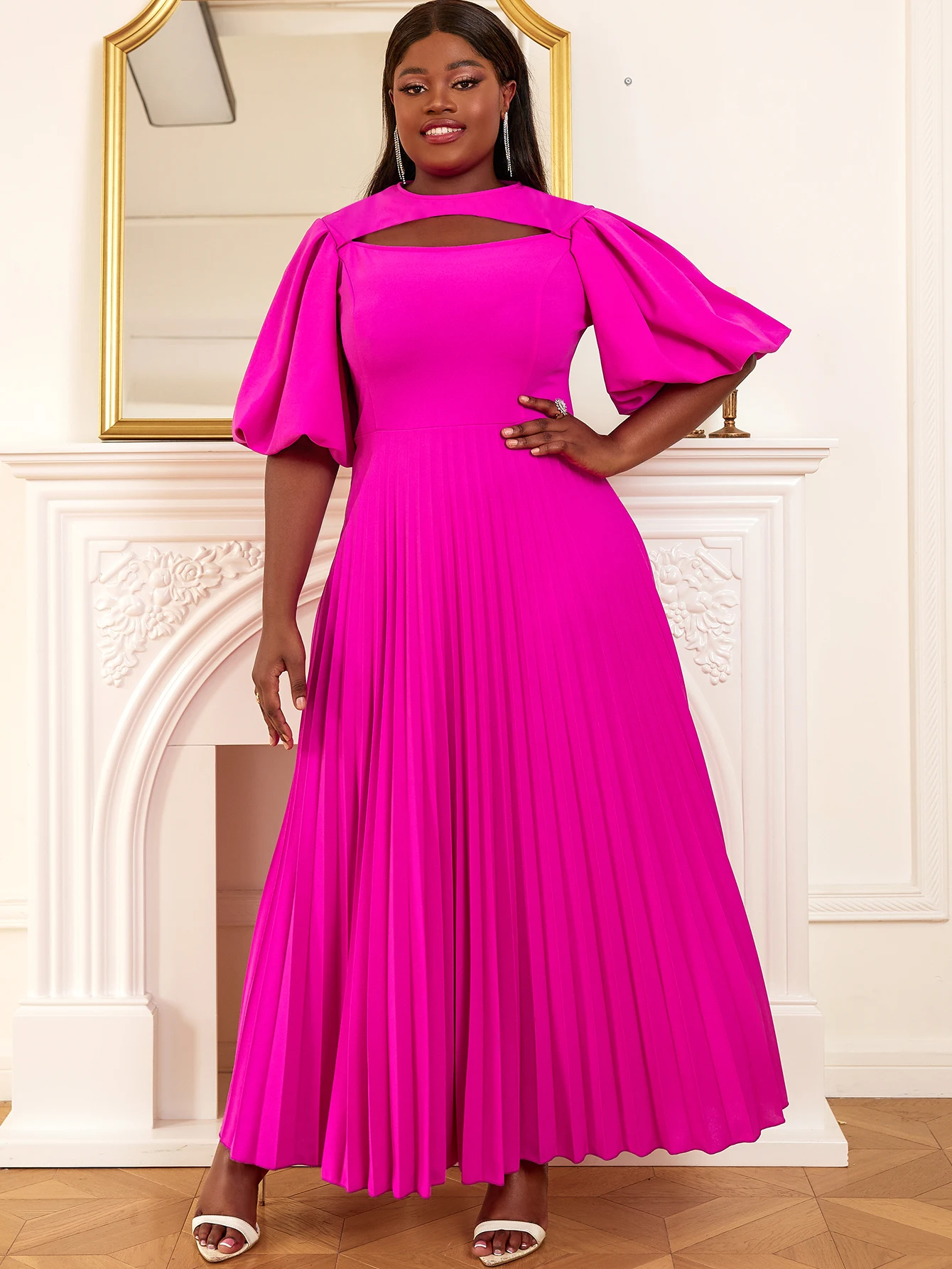 oversized pleated dress Spring New Pleated Church Dresses Oversized Wedding Lady Cocktail Dress