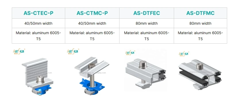 ArtSign Whole Sale Aluminium Mid End Clamp for Solar Panel Mounting ...