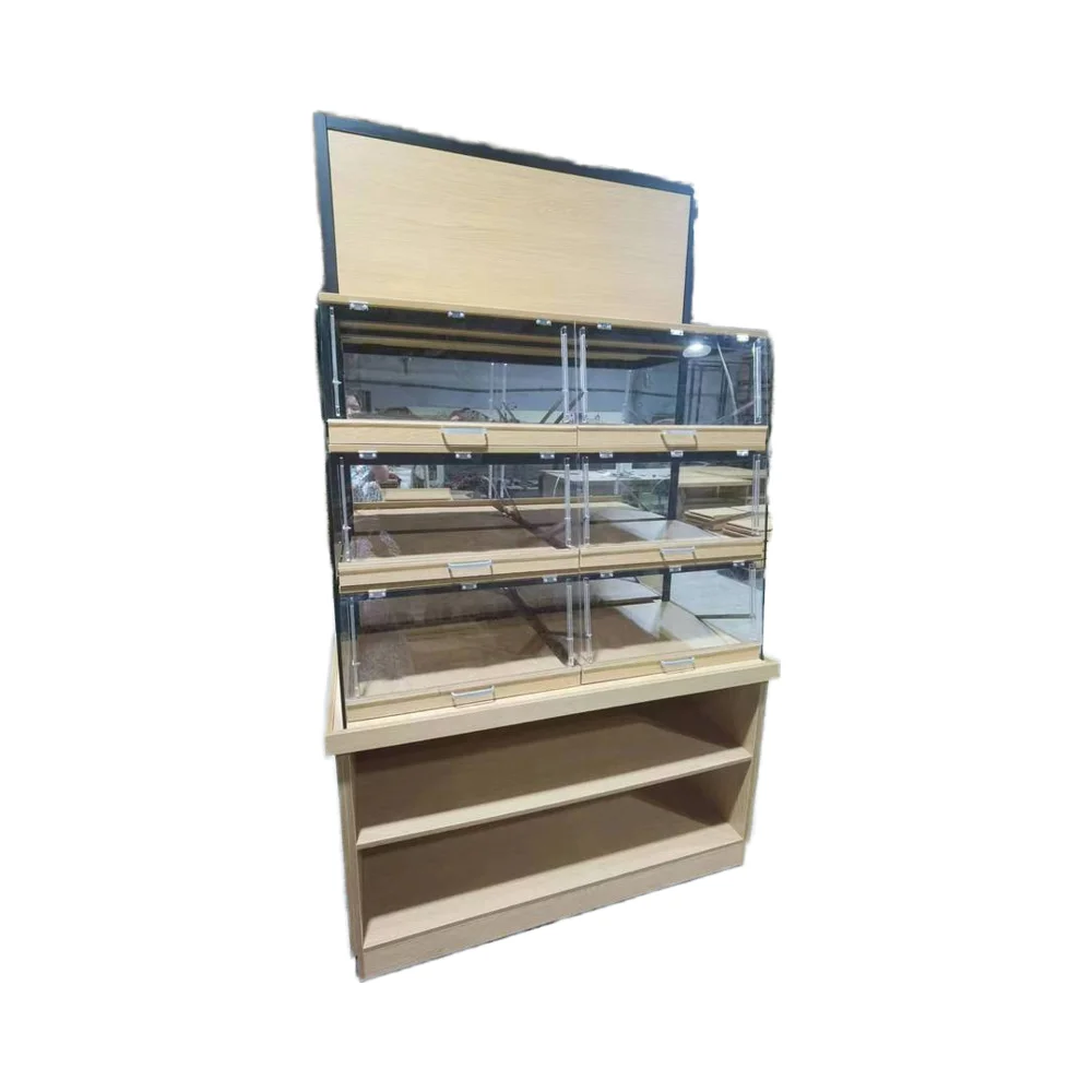 Light Duty Bread Display Shelf Retail Shop Supermarket Shelving Made of MDF Wood and Metal for Bakery Use
