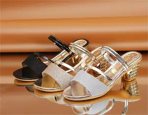 2026 Summer New Diamond Women's Sandals Summer Fashion Open-toe Lady's Strappy Sandals Thick High Heels Sandals for Women