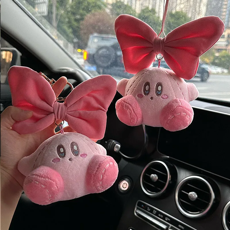 Cute Kawaii Pink Bow Kirby Plush Keychain Car Pendant Doll Game Kirby ...