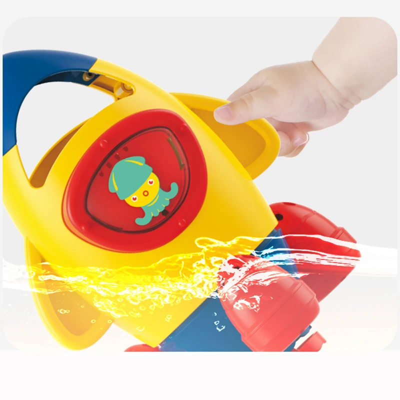 Huanger Bathroom Water Game Baby Bath Toy Shower Spin Rocket Toys For